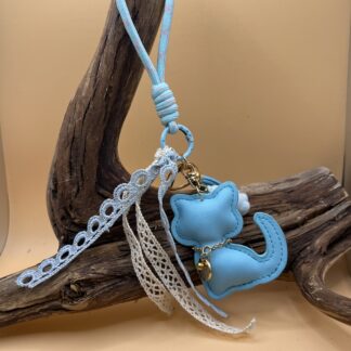 Bijou de sac porte clé chat bleu