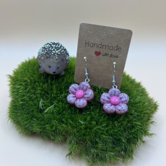 Boucles d'oreilles fleur violette