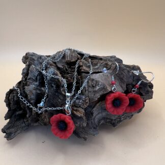 Parure "coquelicot" en résine