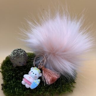 Porte-clés pompon rose