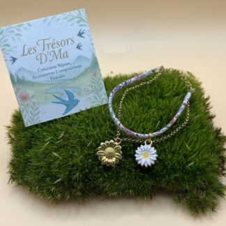 Bracelet "Fleur dorée" breloque marguerite blanche