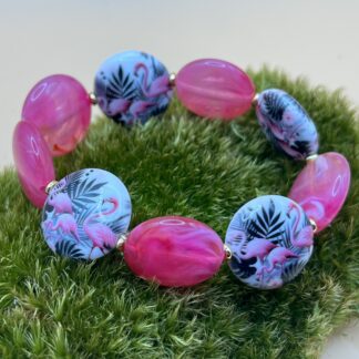 Bracelet Palets Flamants roses