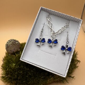 Parure nœud papillon bleu